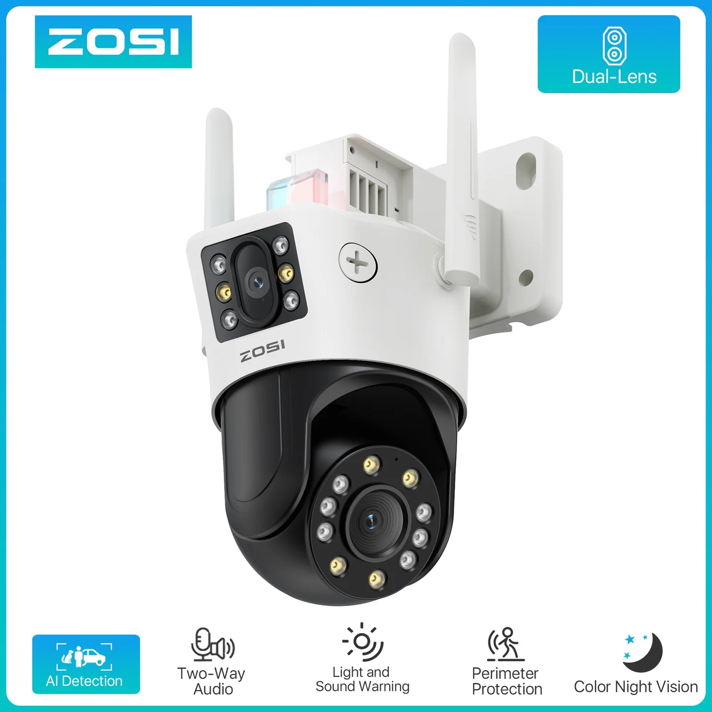 ZOSI C298 Max 4K 8MP Caméra de sécurité extérieure WiFi PTZ